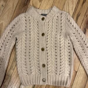 J Crew Point Sur Pointelle Cardigan Sweater Pink Size XXS Small Cable Knit